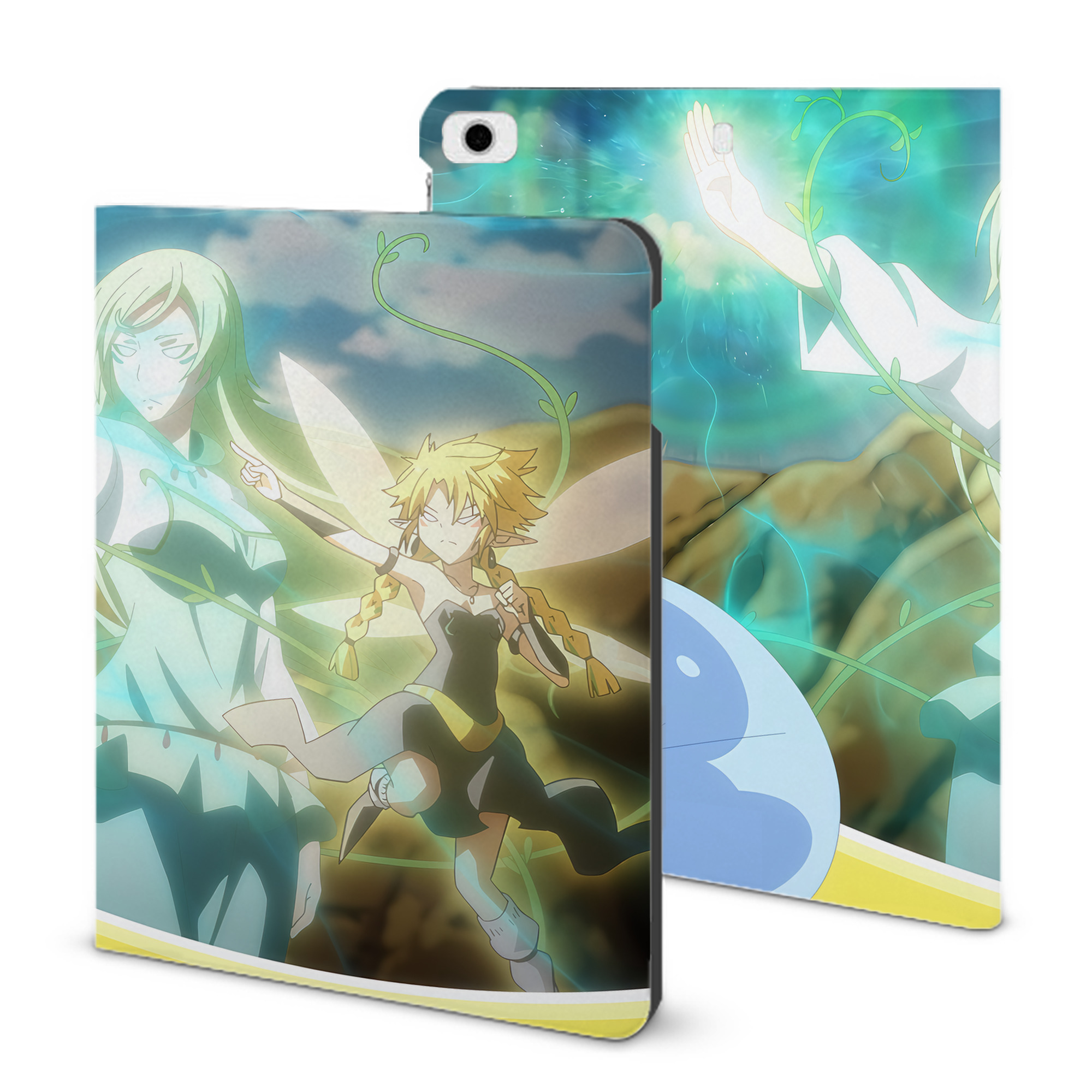 （画像用） 転スラ Regarding Reincarnated to Slime IPad ケース ブック型 PUレザー TPU 耐衝撃 軽量 薄型 ペン収納なし 全面保護 IPad 各モデル対応